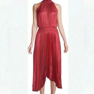 Elie Tahari Pleated Midi Dress Highland Rose